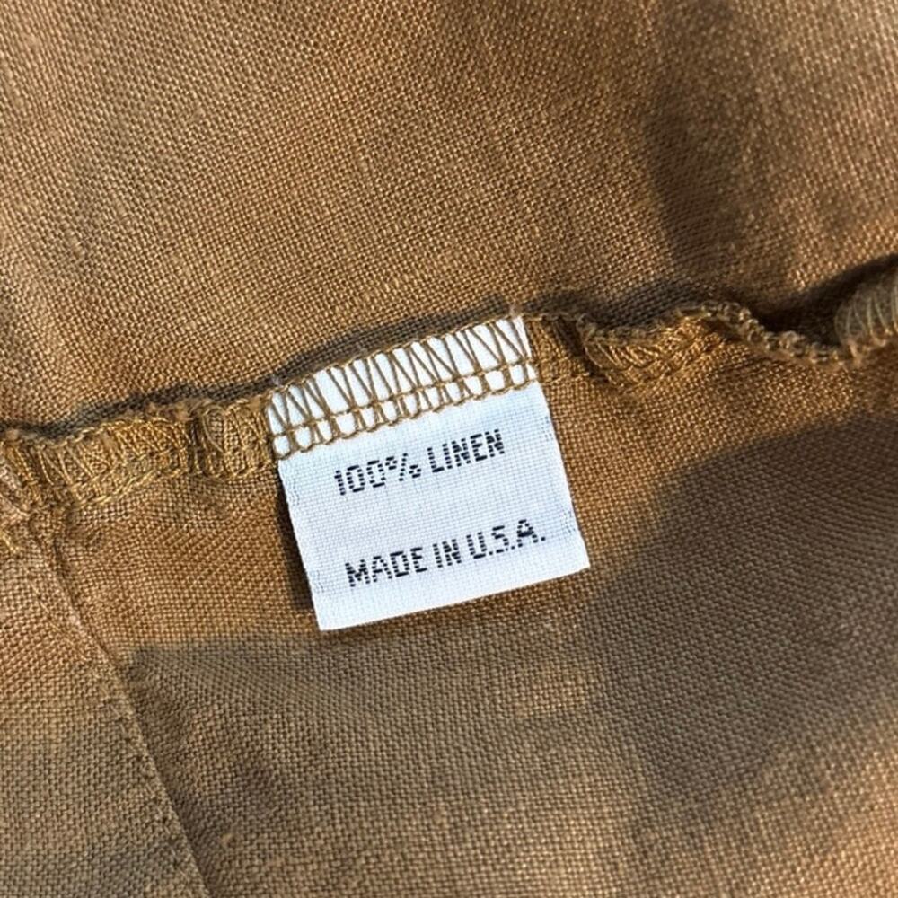 Bryn Walker Size M 100% Linen Midi Dress Chartreuse Lagenlook Made in USA - Picture 6 of 7